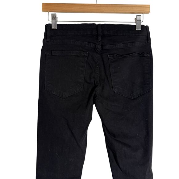 Frame Le Skinny de Jeanne Noir Jefferson Black Mid Rise Distressed Jeans Size 26 - Picture 8 of 11